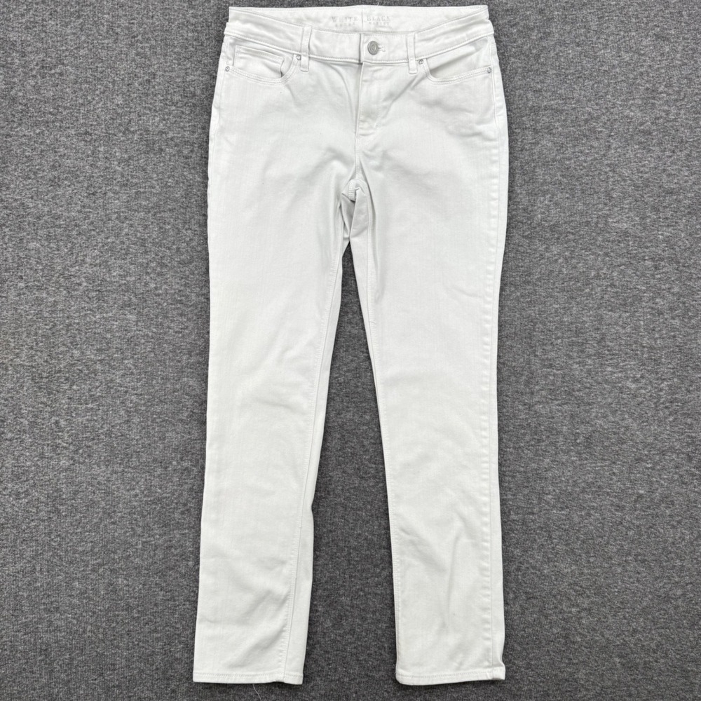 White House Black Market‎ Slim Leg White Denim Pants Womens Size 4 Stretch Jeans